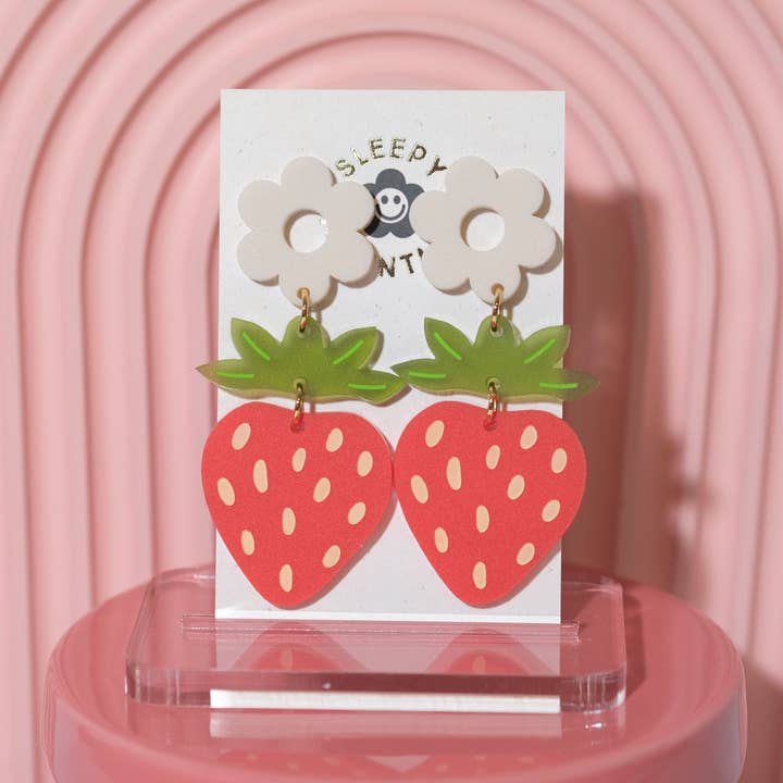 Sleepy Mountain - Wholesale Dangle Earrings - Strawberry Dangle Earrings