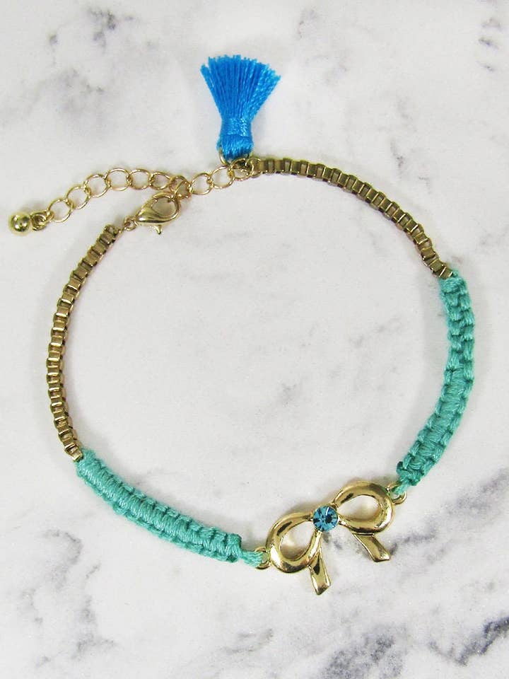 Ribbon Braided Chain Link Tassel Bracelet for wholesale by TheTizana