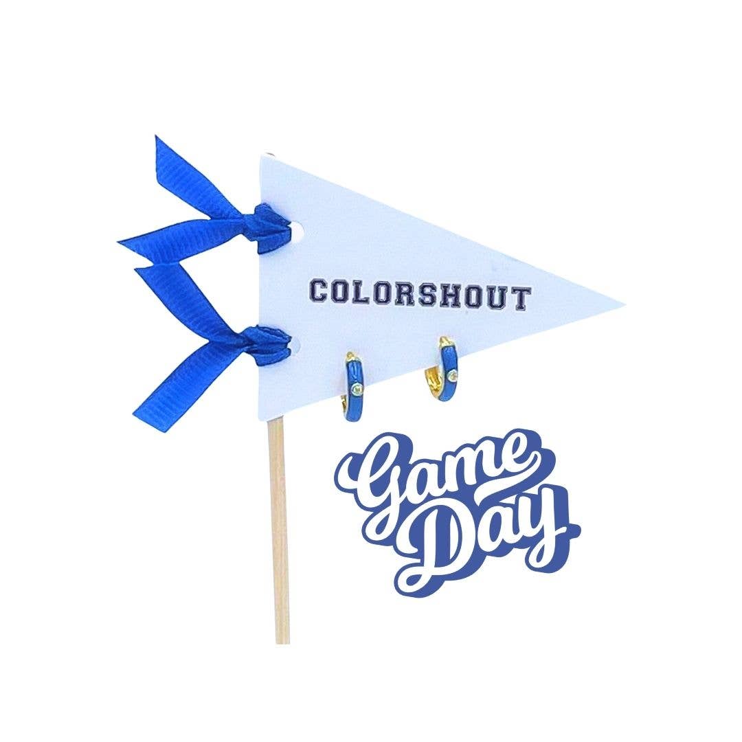 Color Shout - Vente Petits anneaux - Jour de match : Créoles Huggie aux couleurs de l'équipe sur un drapeau à fanion12