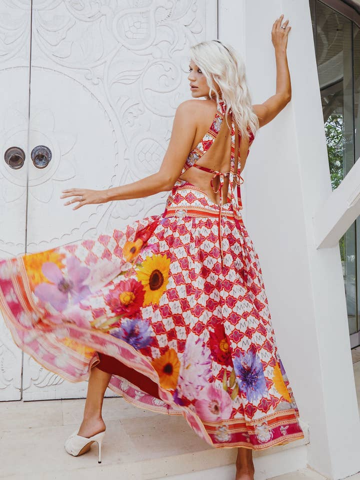 MACKENZIEMODE - Wholesale Dress – Women's - AMALFI COAST MAXI ~ PINK PARADISE3