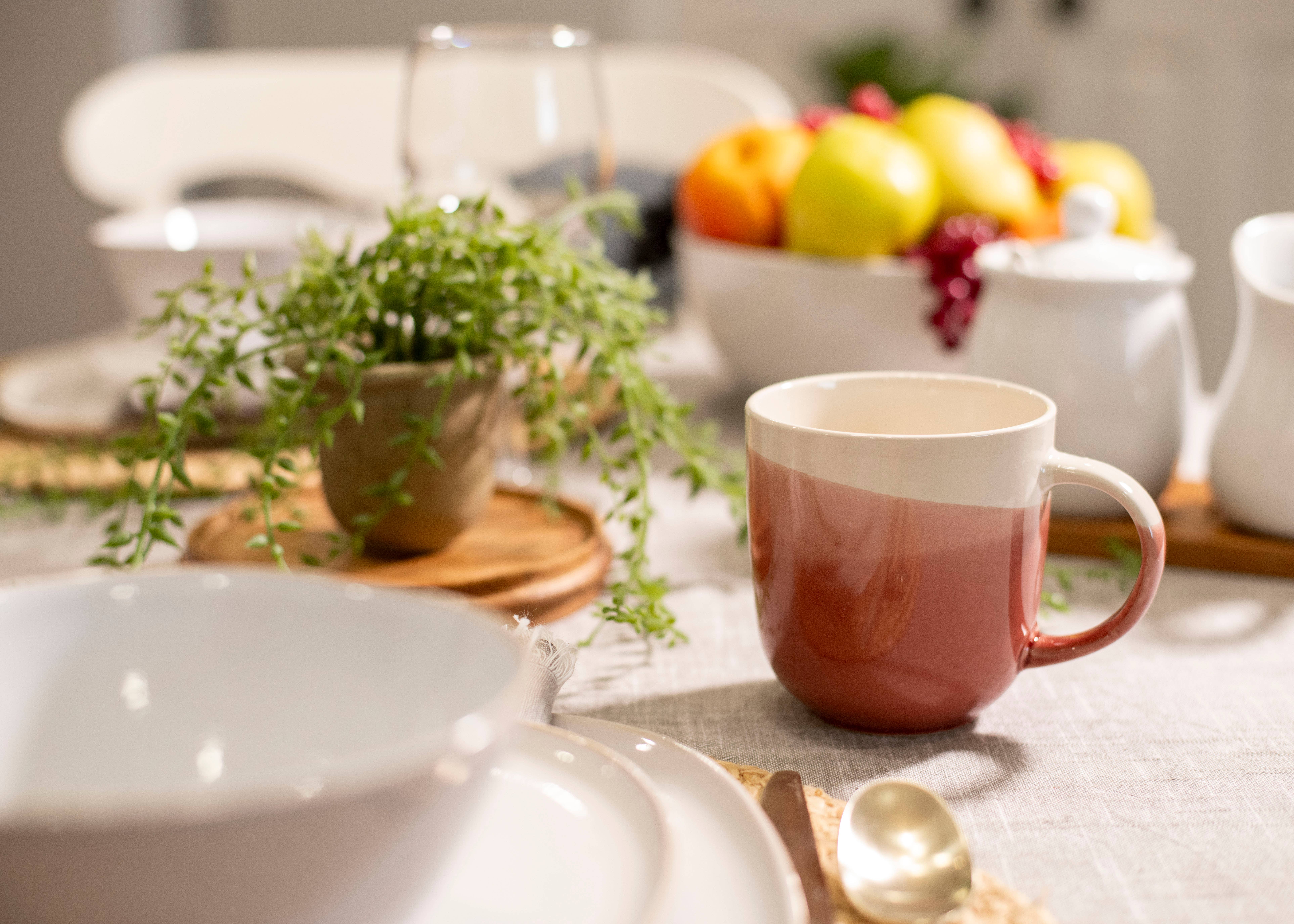 EAST AVENUE - Wholesale Coffee Mug - Mug 4-Pk Triple Dipped Red 14 ounce Ceramic PRICE IS PER MUG5