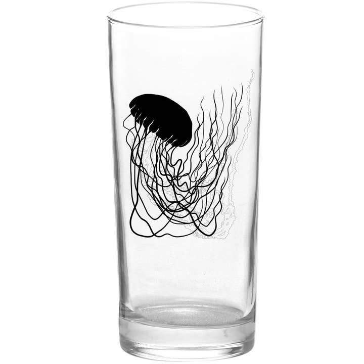 Jellyfish-serie Zwart - Reach 15 oz Highball/Collins-glas voor wholesale door Salty Raven Glassware