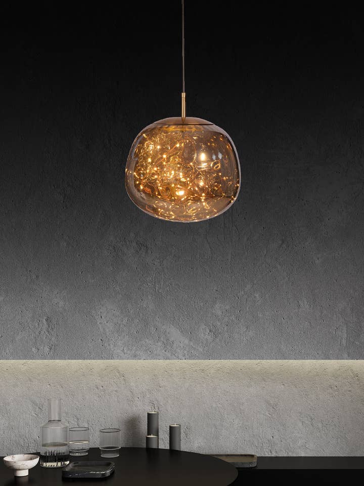 Viyana Meteorite Smoked Antique Glass Led Pendant Light Chandelier 25 Cm for wholesale by HEKA LIGHTING & TRADING LTD