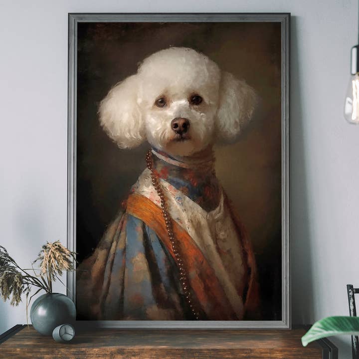 Bichon Frise Dog Portrait Print for wholesale by Ink & Drop