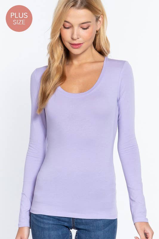 Active Basic | Active USA - Wholesale Knit Top - Women's - [PLUS SIZE] Long Sleeve Scoop Neck Top4