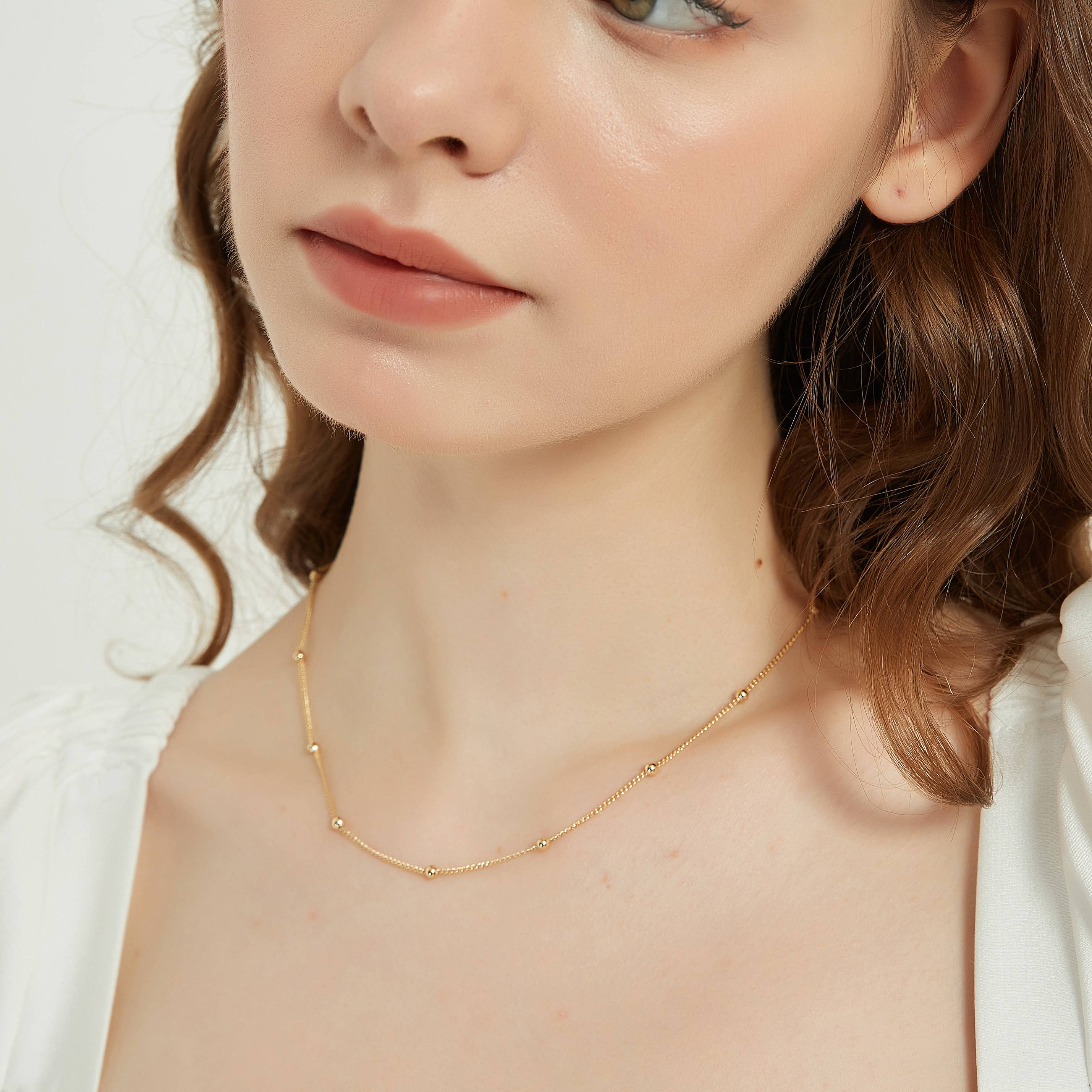 Melange Blanc - Wholesale Link & Chain Necklace - Elise satellite chain Necklace, ball chain necklace, chain5