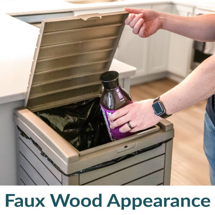 Sunnydaze Decor - Wholesale Trashcan/Trash Bin - 39-gal Outdoor Trash Can with Lid and Drip Tray - Light Gray2