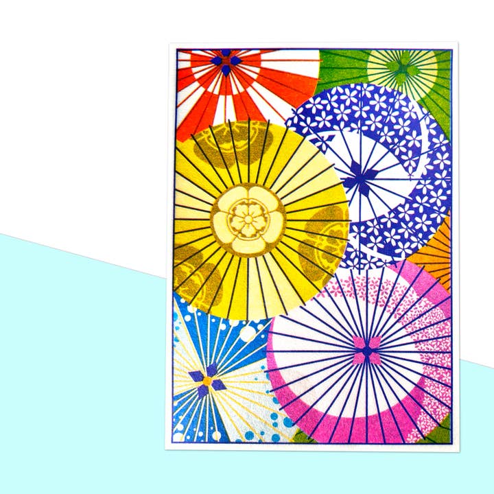 Japanischer Sonnenschirm / Kasa V2 • 5x7" Risograph-Kunstdruck für den Großhandel von Shishido Creative