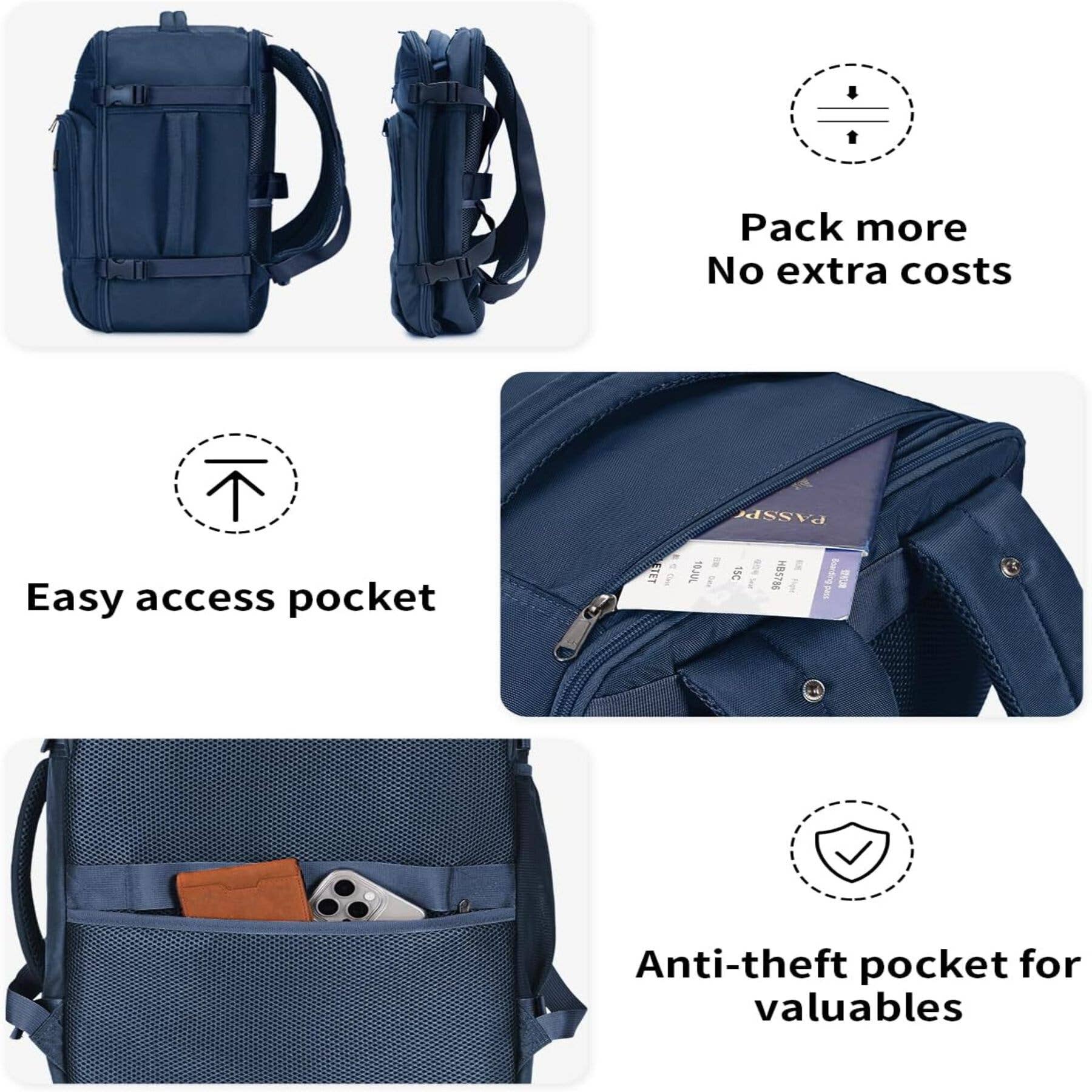 wandf - Wholesale Backpack – Unisex - ECOHUB 30L Flight-Approved Backpack USB Charging Port Bags25