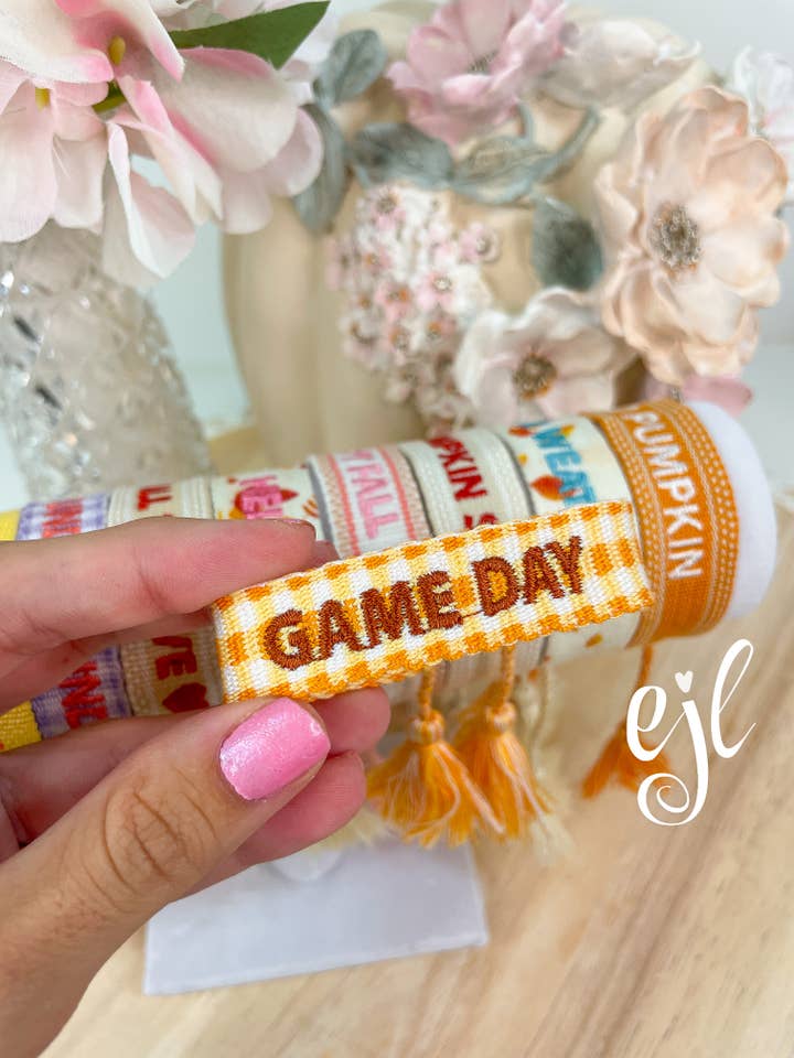 Football Embroidered Bracelets / Game Day Tailgate Bracelet for wholesale by EstelleJoyLynn, LLC