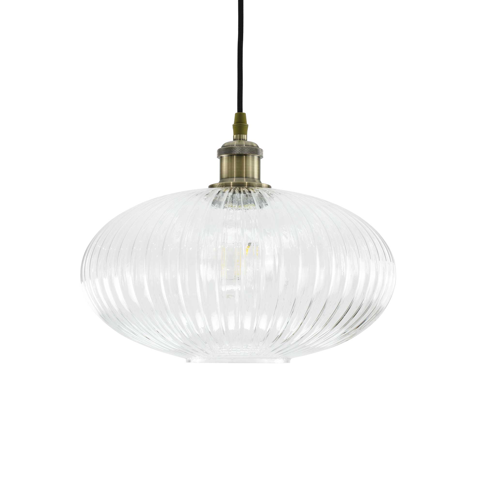 C-Création – wholesale Ljuskrona/hängande ljus – Chamey retro lampa i striperat glas med antik metall2