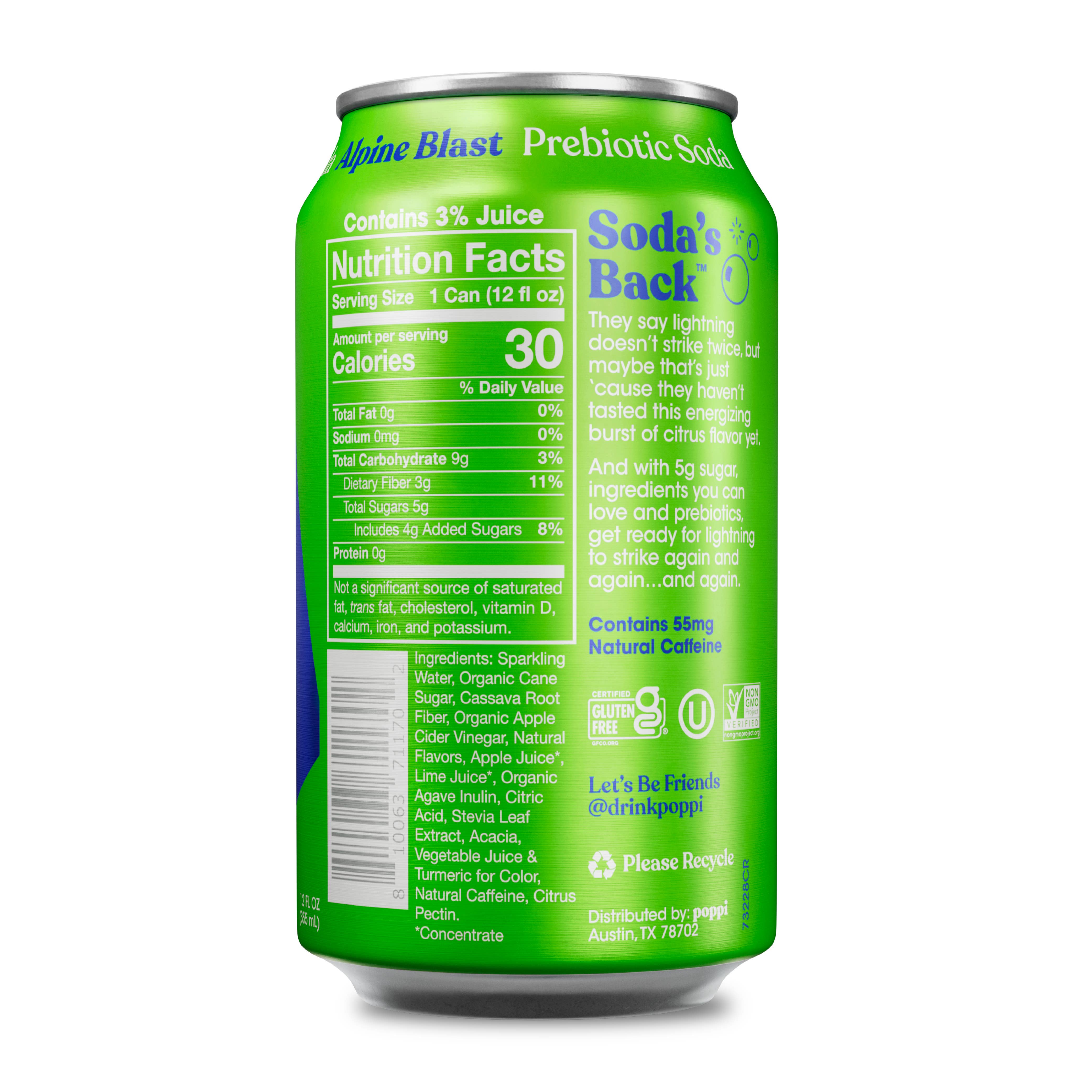 poppi - Wholesale Soda/Carbonated Drink - poppi Prebiotic Soda, Alpine Blast, 12oz1
