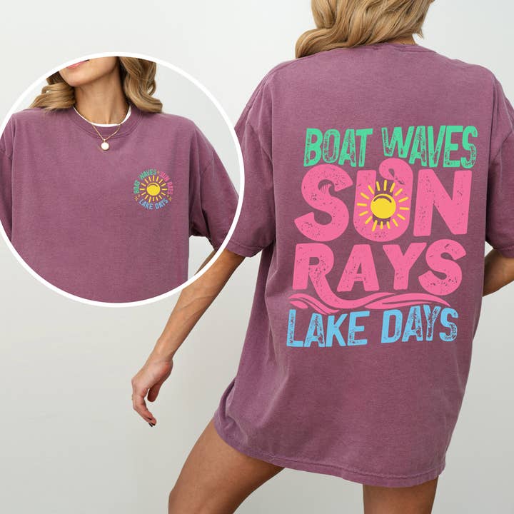 Refinery Number One LLC - Wholesale T-Shirt (Graphic) - Unisex - Lake Bum, Sun Rays, Lake Days Boat, Summer T-Shirt2