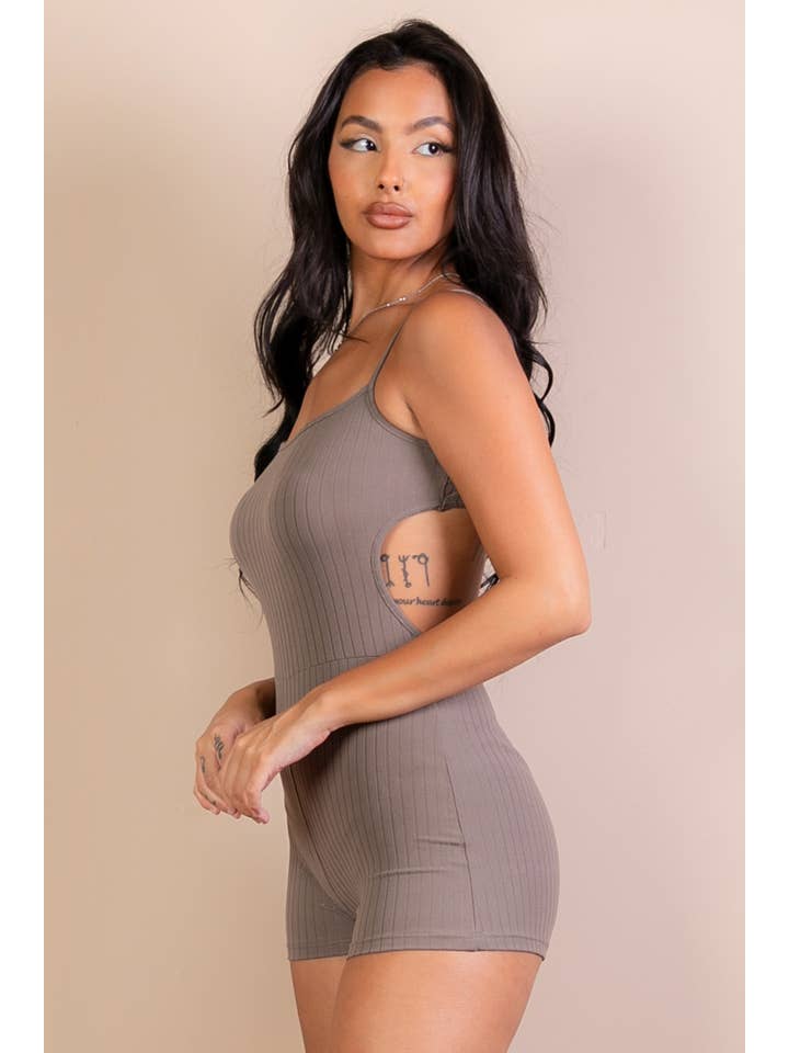 CAPELLA APPAREL - Wholesale Romper - Women's - Ribbed Sleeveless Back Cutout Bodycon Romper19