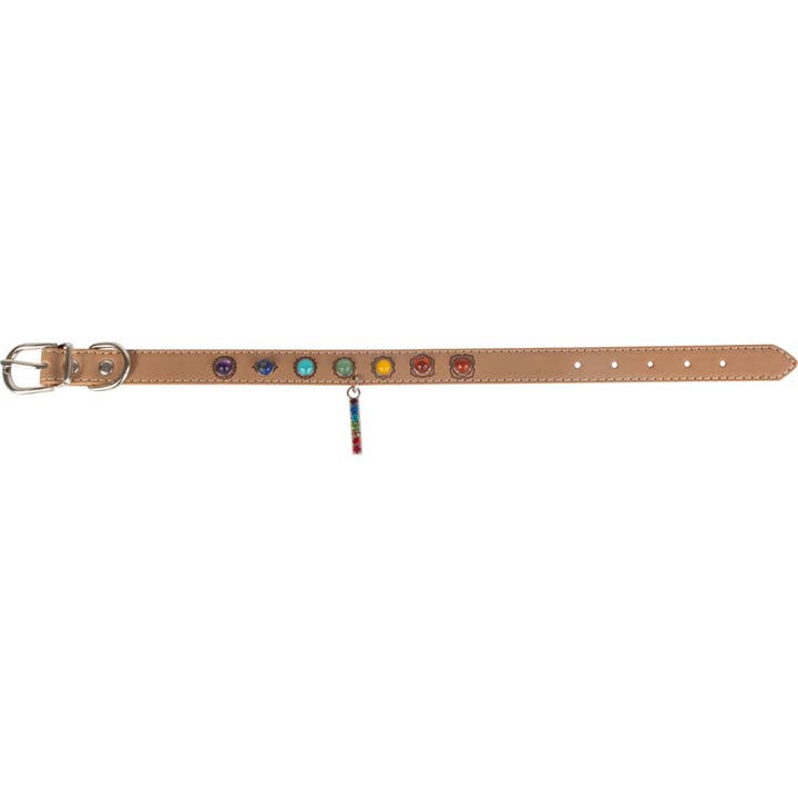Vegan Leather Dog Collar - 7 Chakras - Medium (Each) for wholesale by Kheops International