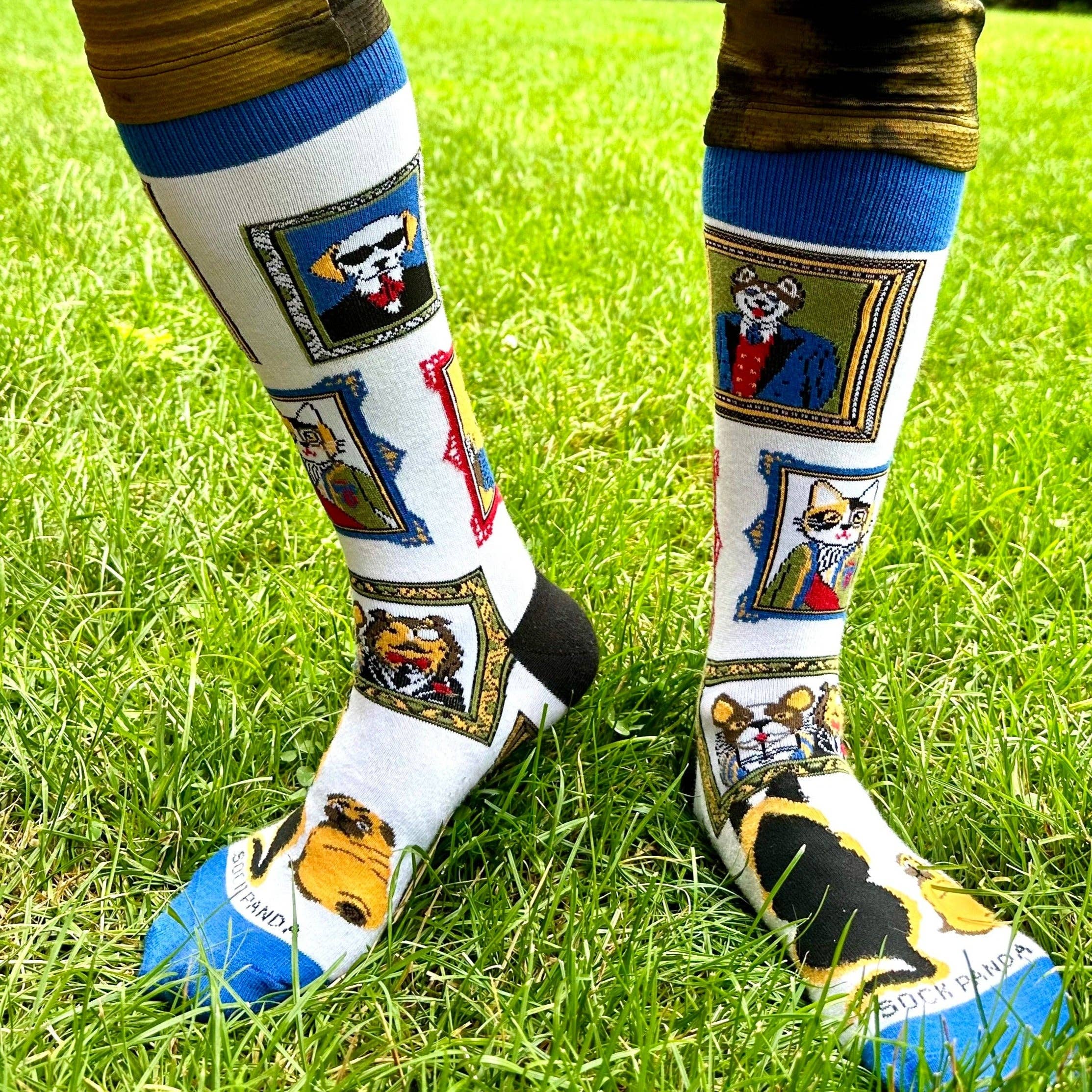 Sock Panda - Wholesale Socks - Unisex - Wall Art Museum Dogs and Cats Socks (Adult Large - Men's Shoe Sizes 8-12)1
