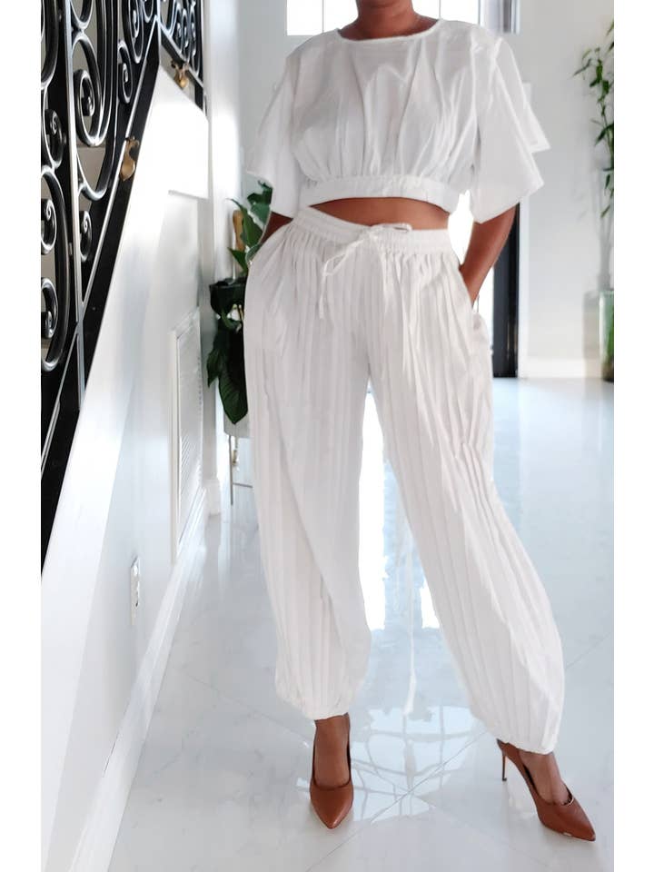 India Batik - Vente Ensemble haut et pantalon (PAS d'intérieur) - Femme - Pantalon court et sarouel - Blanc5