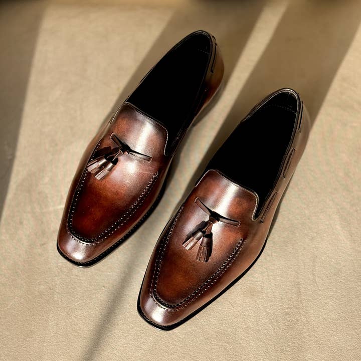 Chestnut Brown Tassel Loafers for wholesale by The Royale Leather