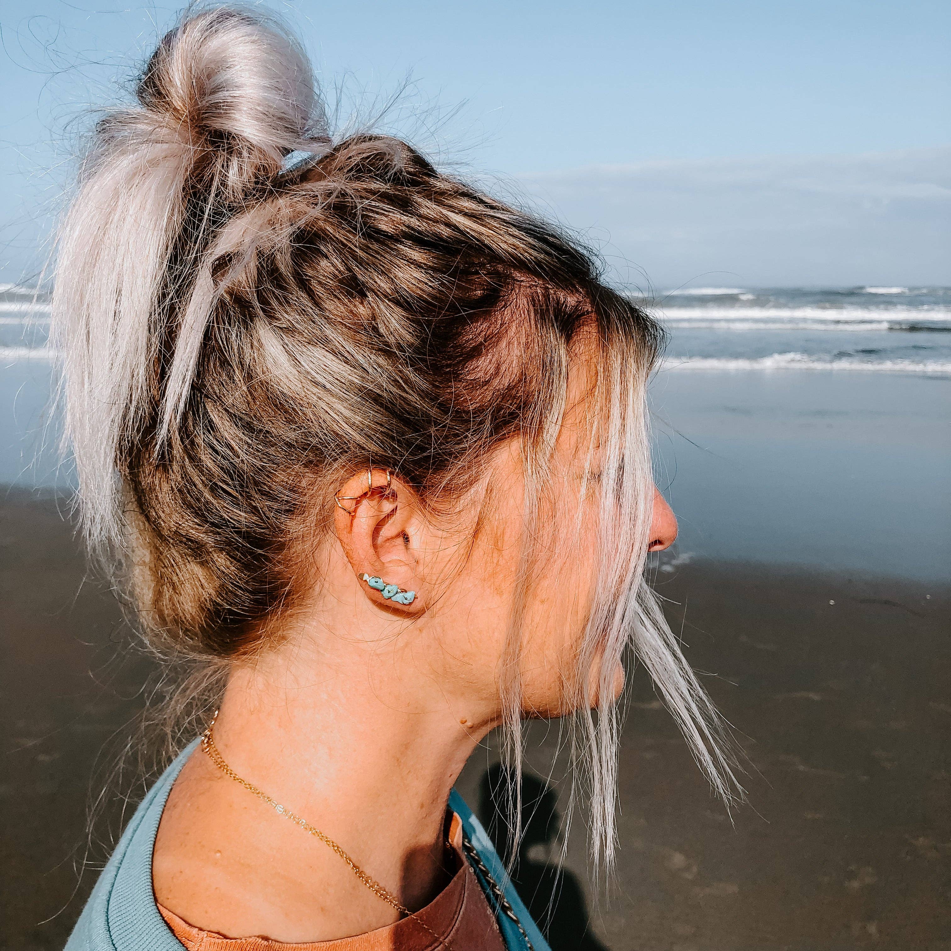 Derive Jewelry - Vendita all'ingrosso Orecchini ear jacket/climber - Orecchini ear climber con turchese Kingman3