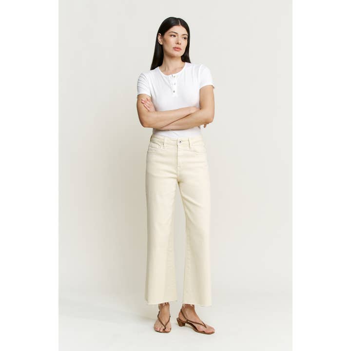 HIGH WIDE CROP RAW HEM for wholesale by Mica Denim