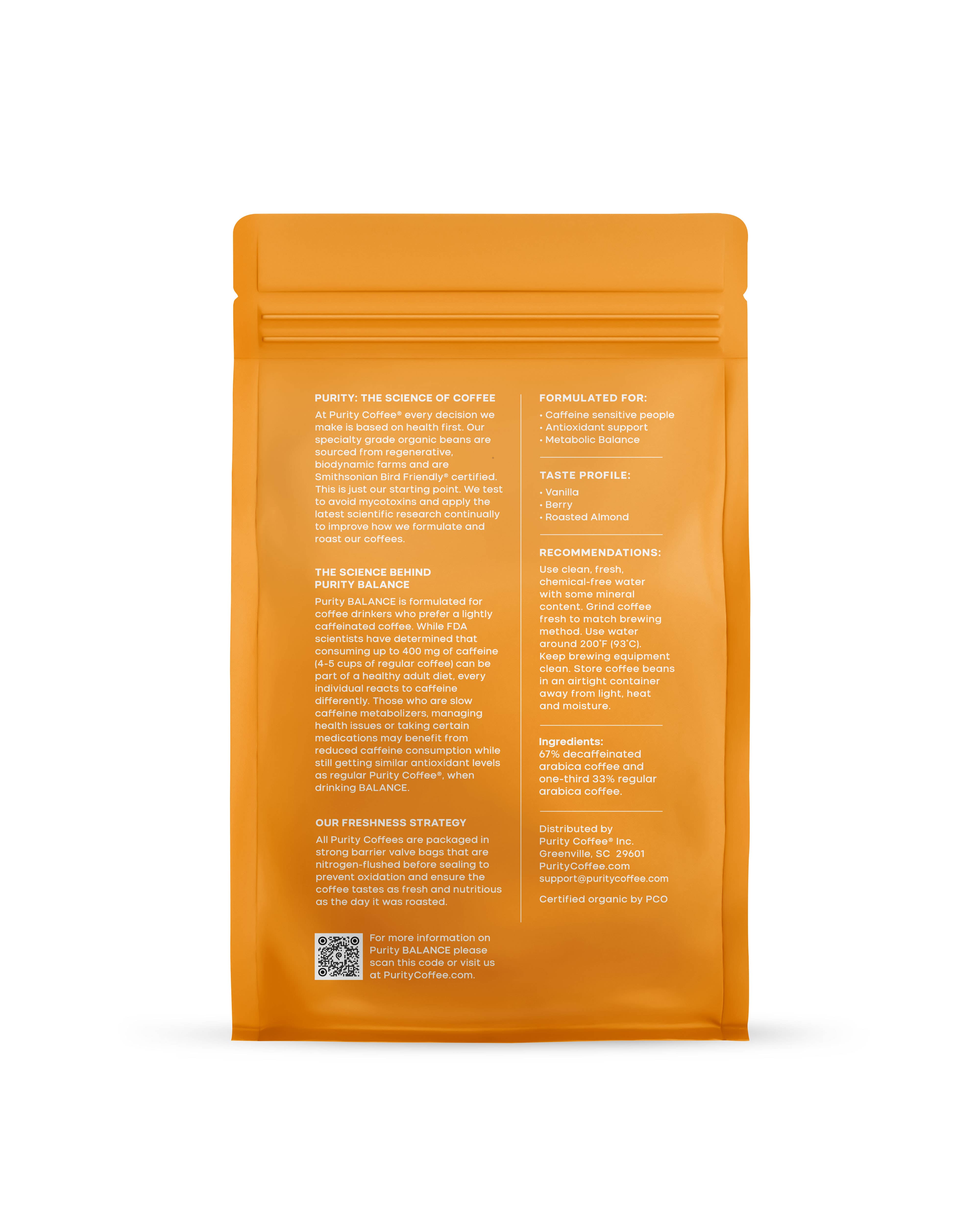 Purity Coffee - Wholesale Coffee Beans - BALANCE: ⅓ Caff Whole Bean Coffee - 12oz Bag1