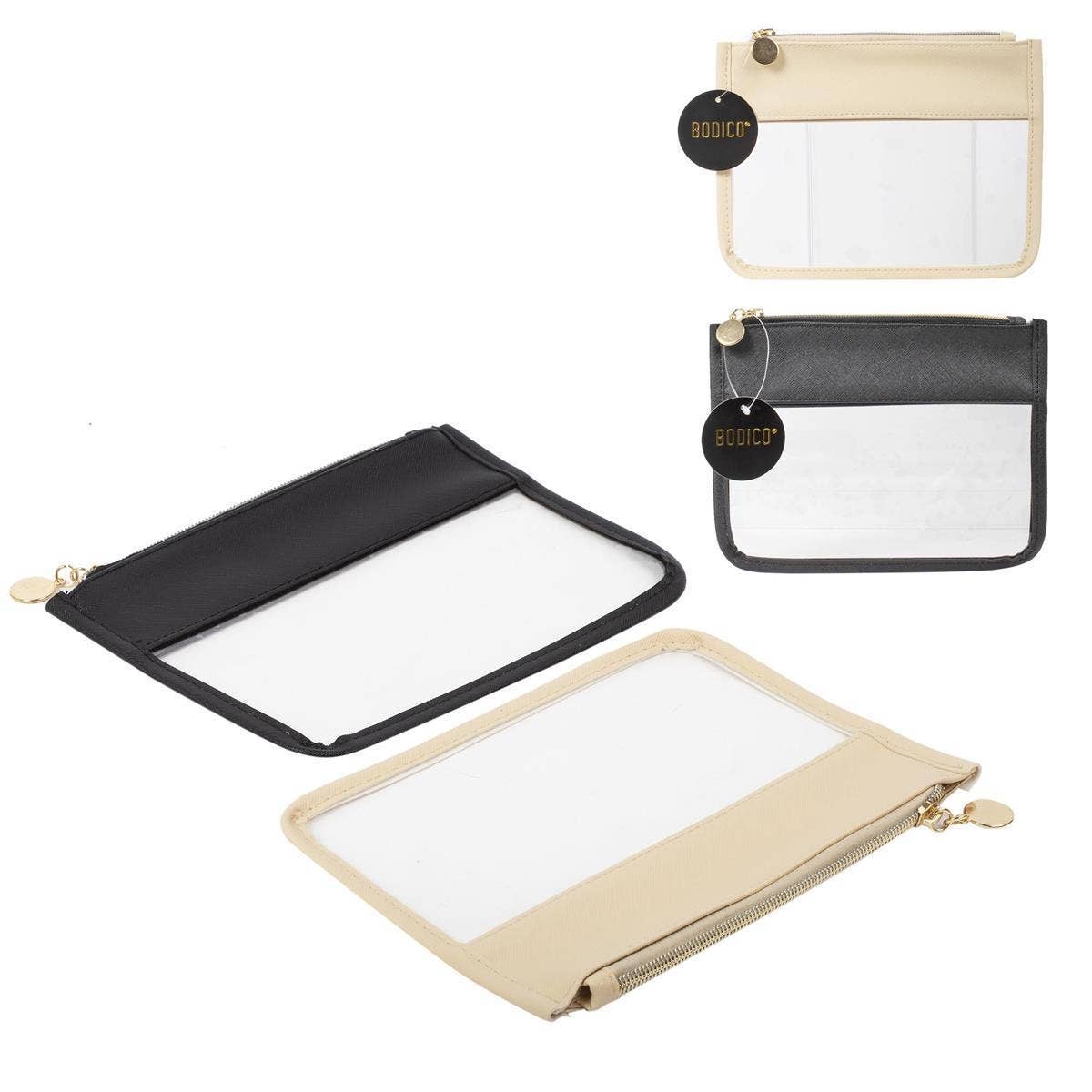 Bodico - Wholesale Pouch - Women's - Bodico Clear View Pouch – 2 Assorted Colors (Black/Nude)0