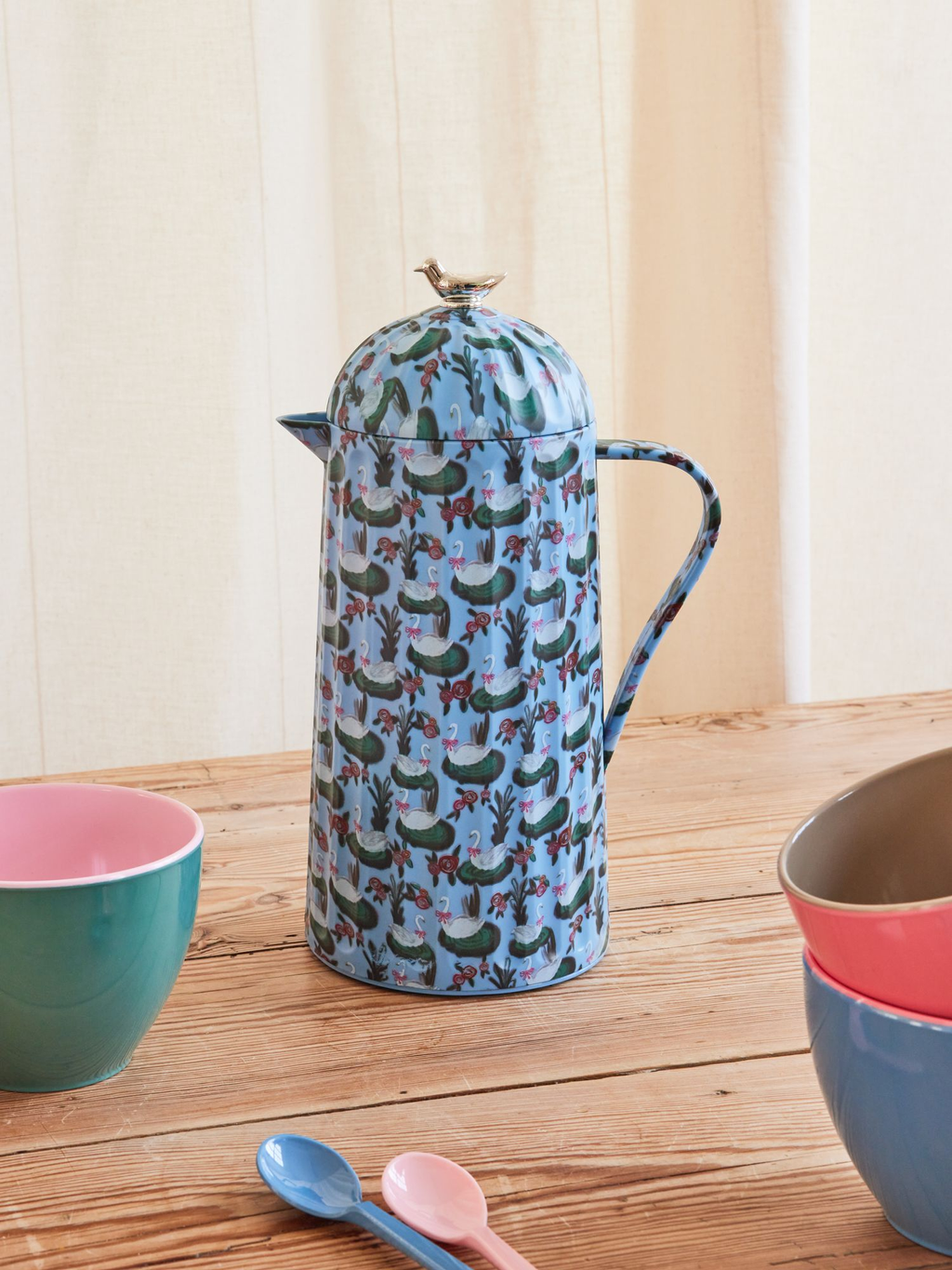 Thermo with Silver Bird Lid With Swan Lake Print for wholesale on Faire1