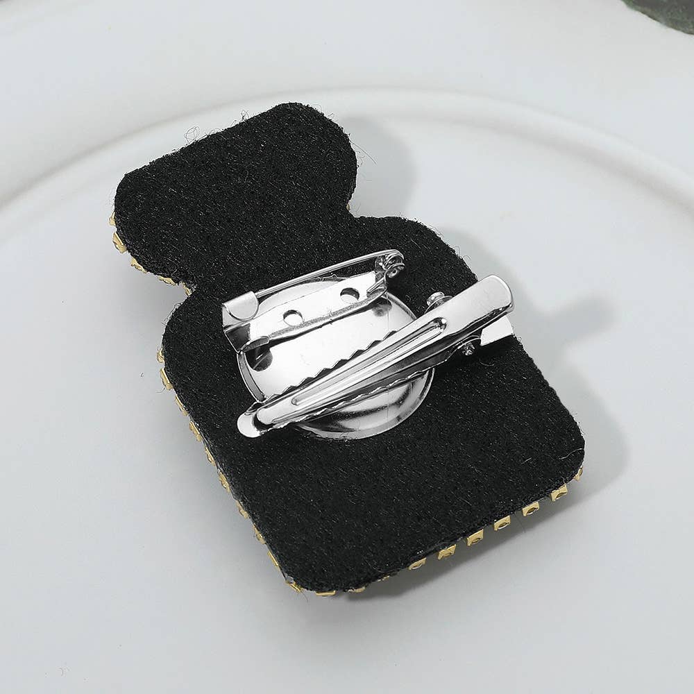 Sensibling Corp. - Vendita all'ingrosso Spille - Spilla Fermaglio per Capelli a Forma di Bottiglia di Profumo in Tweed con Fiori di Perla Decorati2