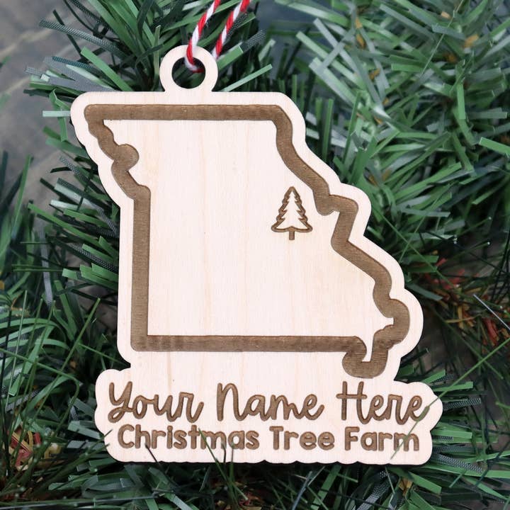 Engraved State Christmas Tree Name Drop Christmas Ornament for wholesale by The Trendy Traveler