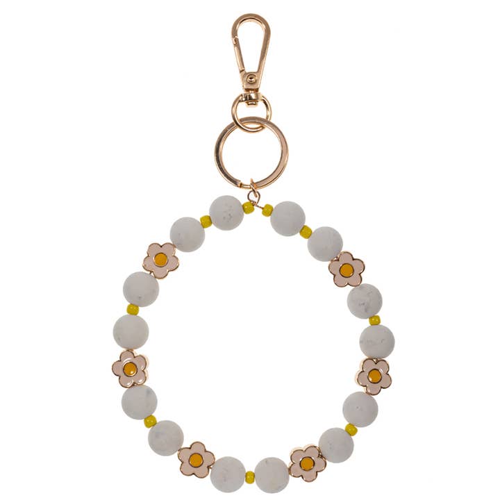 Fashion City - Wholesale Keychain - Women's - Flower with Enamel Coated Beads Keychain