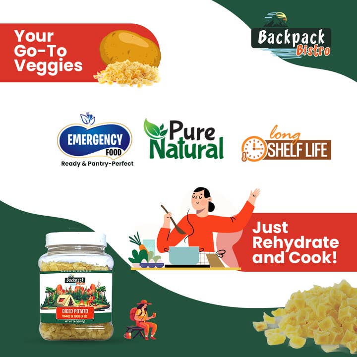 PRIDE INDIA BRANDS - Vente Légumes secs/déshydratés - Backpack Bistro Pommes de Terre Déshydratées en Dés 16 oz2