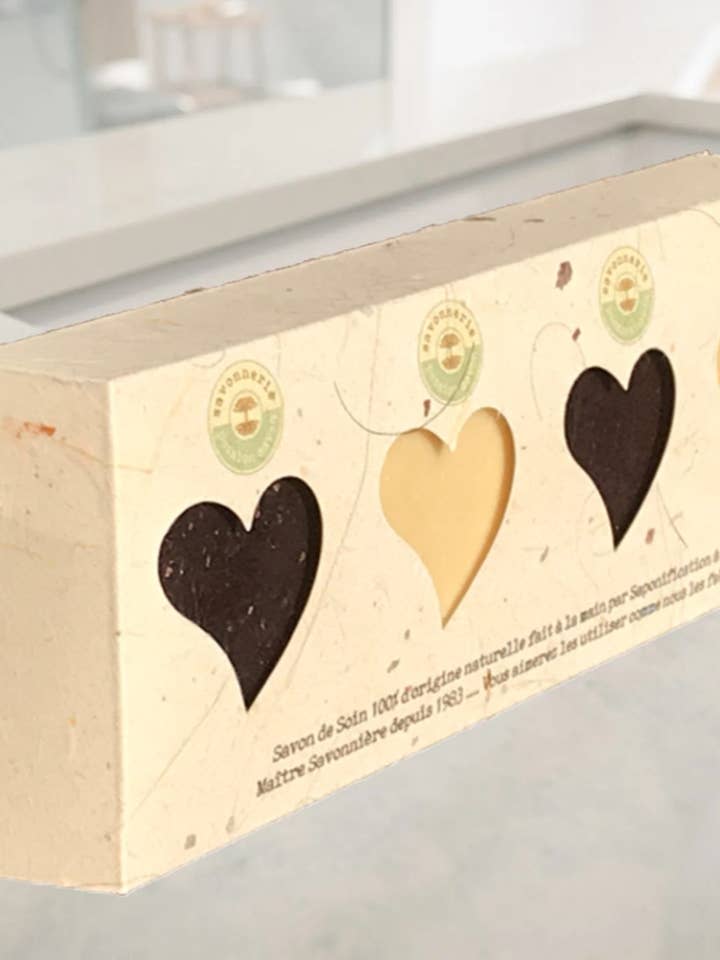 Ezelmelkzeep geschenkdoos met hart voor wholesale door Savon-Passion.de