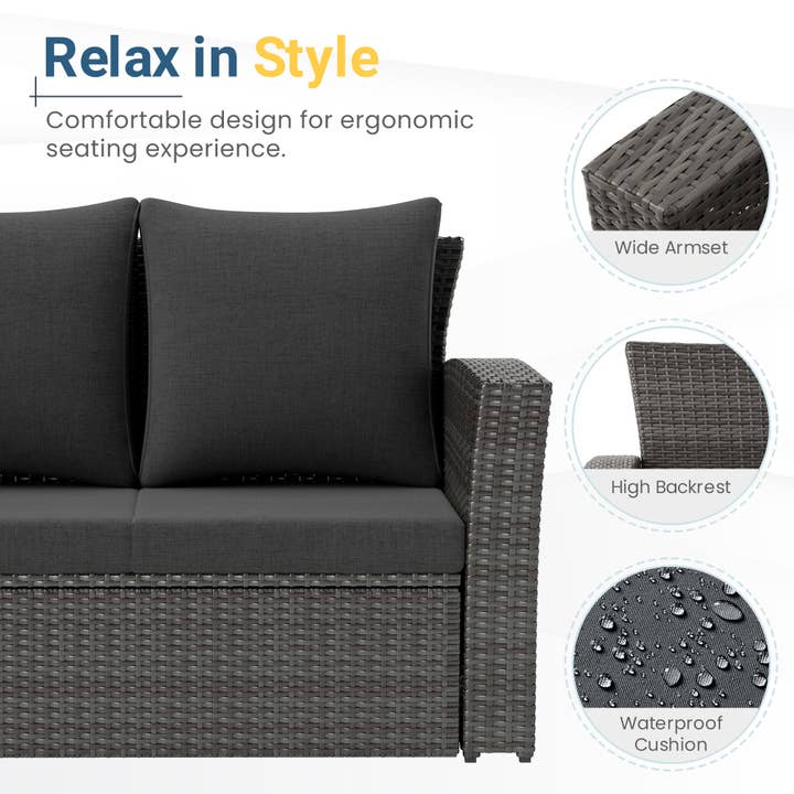 Heynemo - Wholesale Patio Set - 5 Piece Outdoor Patio Furniture Sets, Wicker Sofa Set5