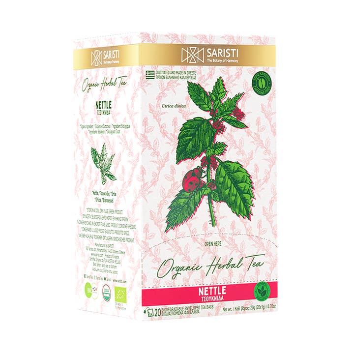 Chá de ervas orgânico SARISTI NETTLE, caixa 20 SW por atacado de SARISTI