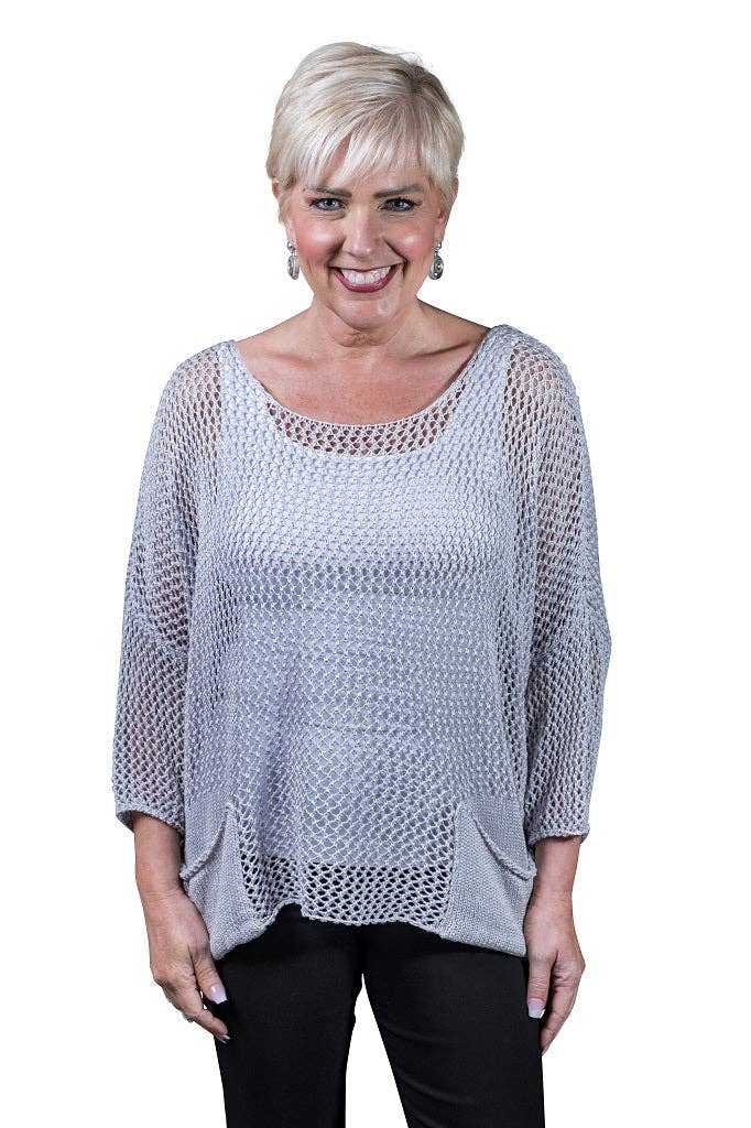 TINA Stephens Italy/Tees By Tina - Wholesale Knit Top - Women's - Lennox Open Knit Topper (BLS133)2