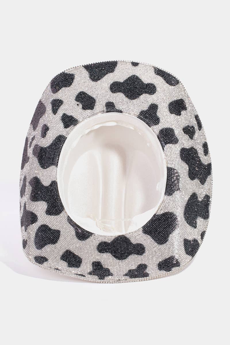 Collections by Fame Accessories - Wholesale Fedora - Dames - Rhinestone bezaaid koeienpatroon western cowboyhoed6