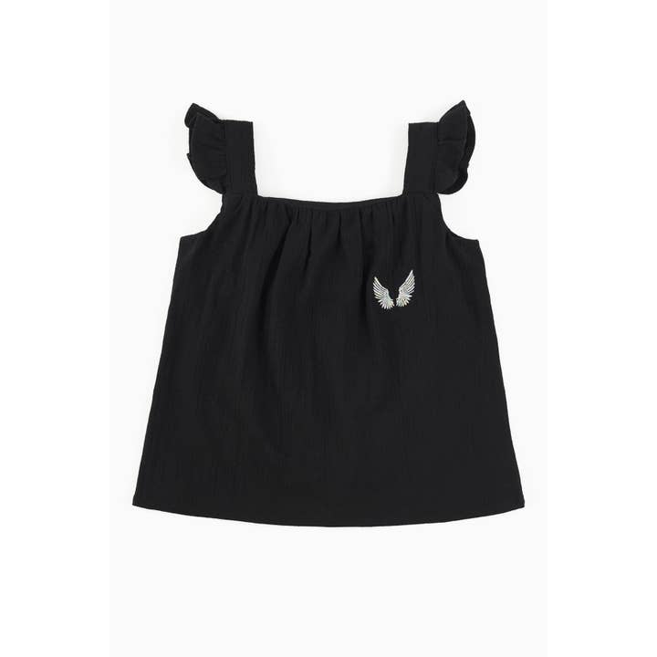 Pigebørn Tilbageknappet Sort Bluse for engroshandel hos Lally Things