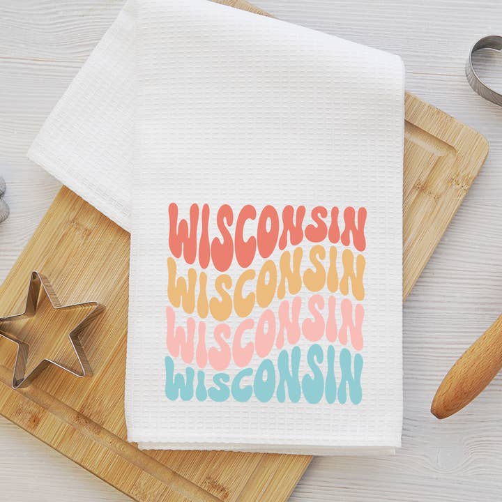 Wisconsin Waffle Weave Kitchen Towel Tea Towel for wholesale by Daisy Mae Designs