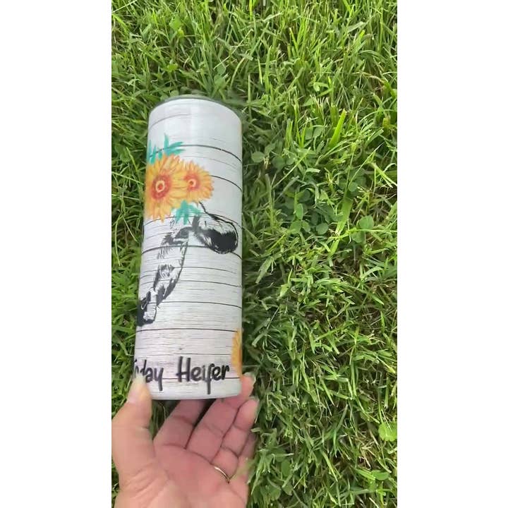 Handmadeohio - Wholesale Insulated Mug/Tumbler - Not Today Heifer Tumbler, Cow Head, Shiplap, 20oz Skinny