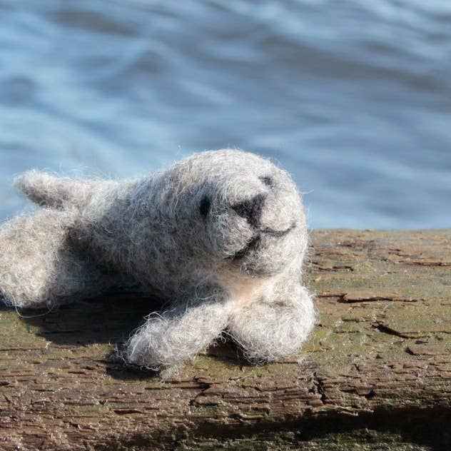 Harbor Seal Needle Felting Kit for wholesale by Nola Fiber Creations