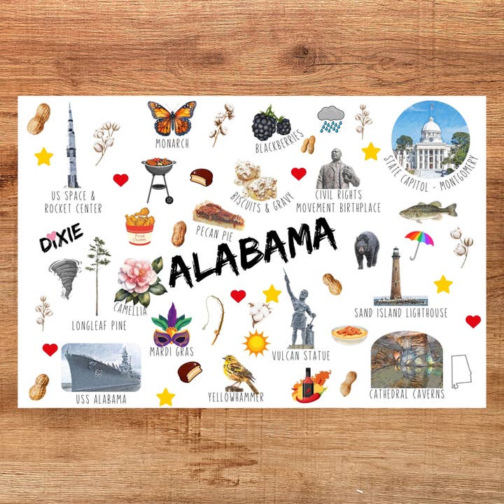 Alabama State Collage Postcard for wholesale by The Writerie