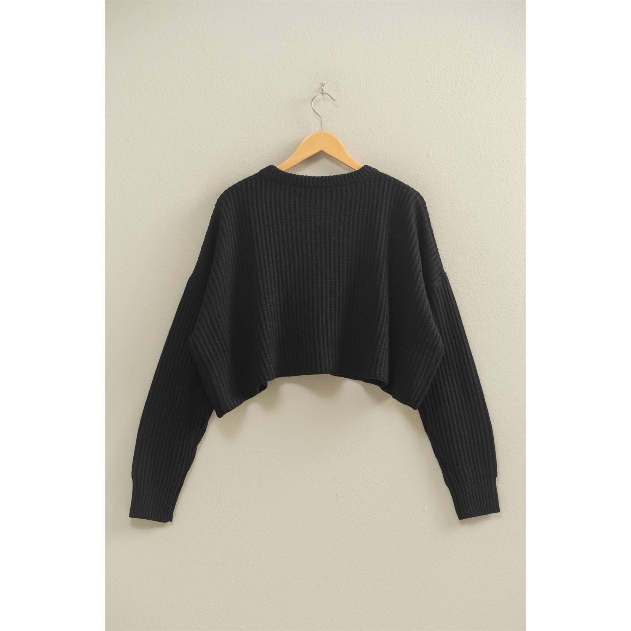 Double Zero - Wholesale Knit Sweater - Women's - Cropped Knit Sweater With Crew Neck11