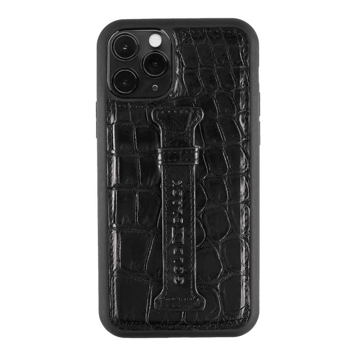 iPhone 11 Pro Finger Loop Case Crocodile Black for wholesale by GOLDBLACK