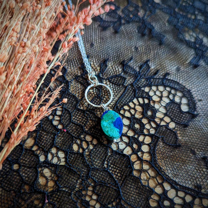 Maxi Cif Designs - Wholesale Pendant/Charm Necklace - Malachite Azurite Globe Necklace