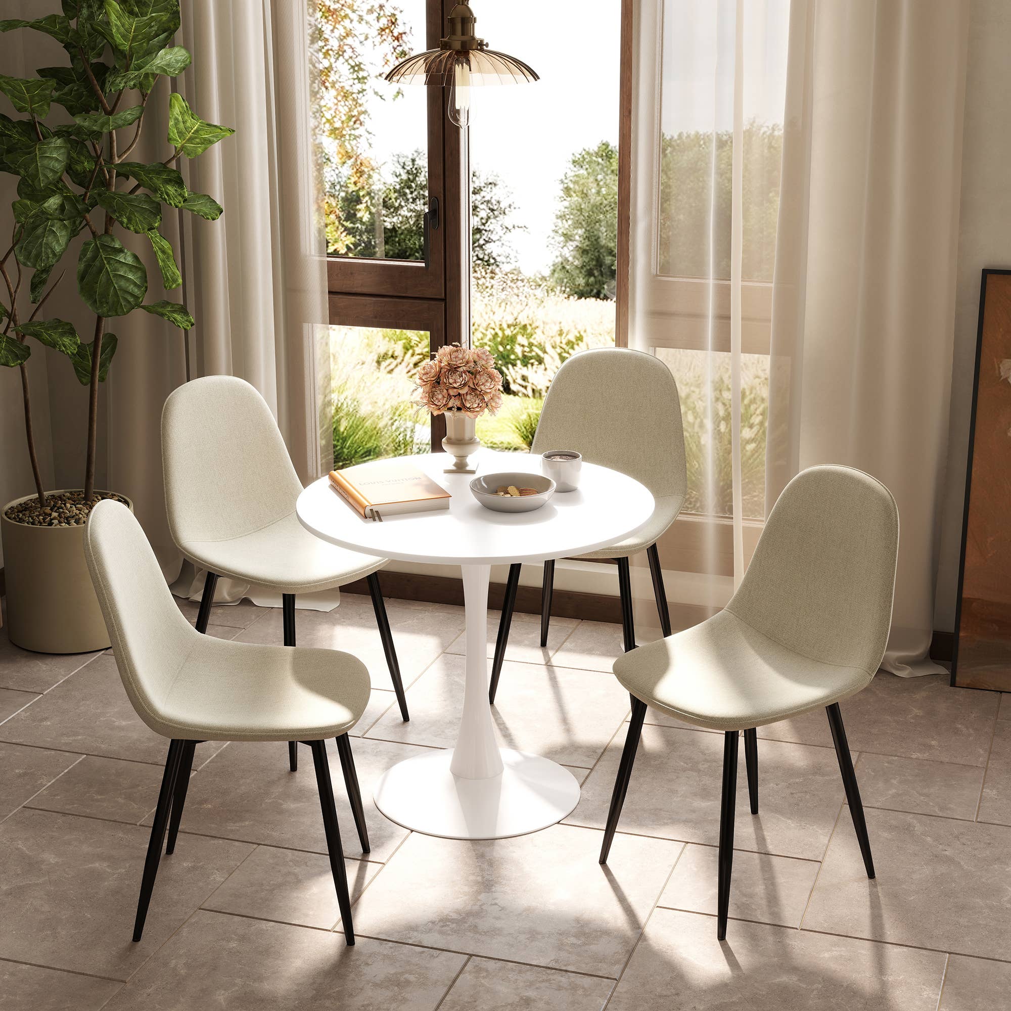39F Inc. - Wholesale Patio Set - 5-Piece Round Dining Set-Clift Table with 4 Charlton Chairs10