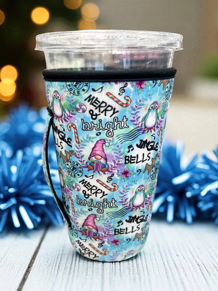 30 OZ Merry & Bright Insulated Cup Cover Sip Sleeve Fits 30-40 OZ Cups for wholesale by Sip Sleeves ~ Insulated Cup Sleeves and Drink Accessories