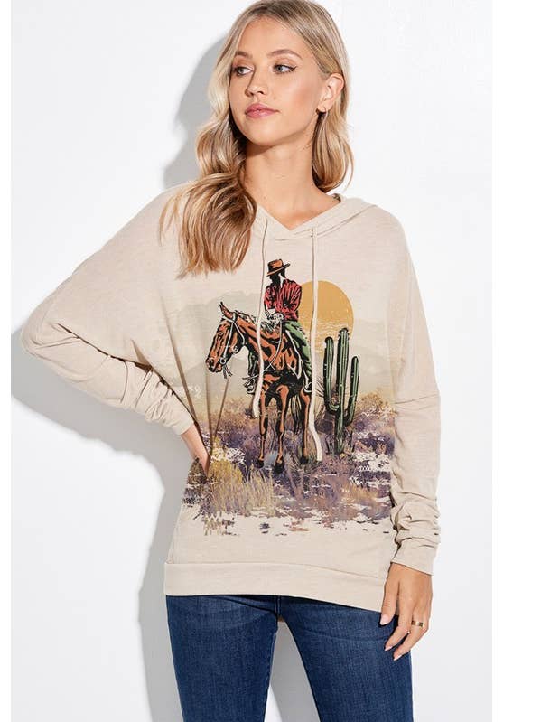 Desert horse hoodie met lange mouwen voor wholesale door MintChoco