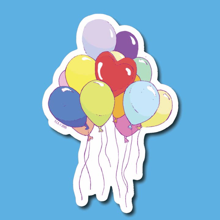 Surprise Inside Art - Wholesale Sticker - Bouquet of Bright Balloons Weatherproof Vinyl Sticker1
