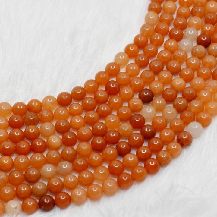 Runde rote Aventurin-Perlen, Kristallperlenschmuck 6-10 mm für den Großhandel von AK Healing Crystals