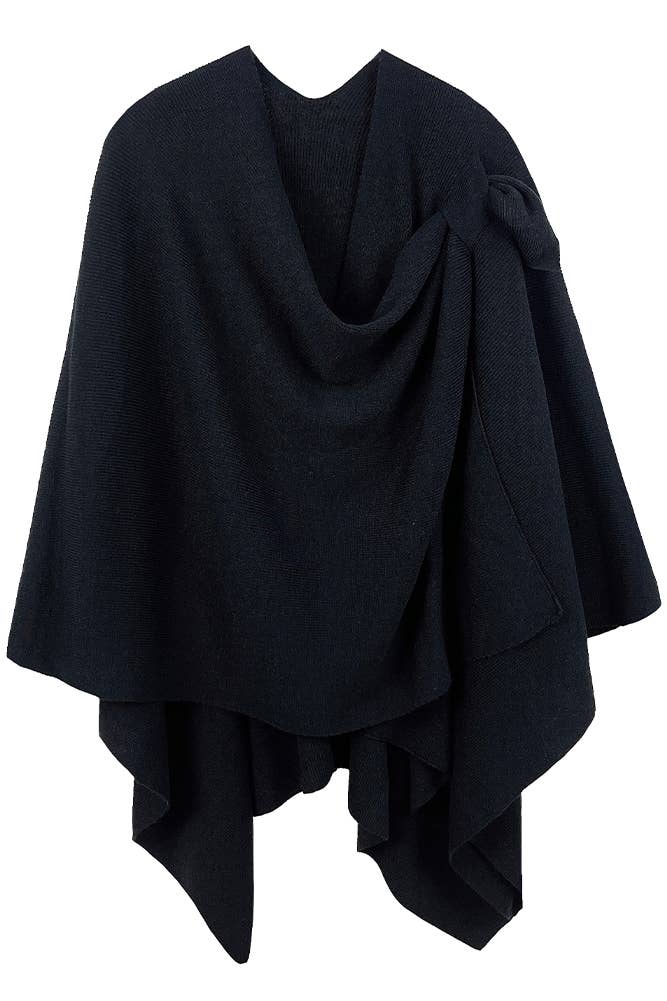 Hana - Venta al por mayor Poncho - Mujer - Ruana sólida con correa para el hombro0